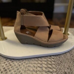 Clarks Tan Wedge Sandals